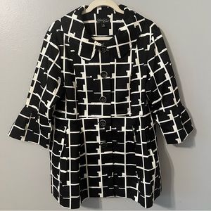 Eden Court Black/White Long Jacket with Collar and Sleeves with a 6” Flair Sz XL